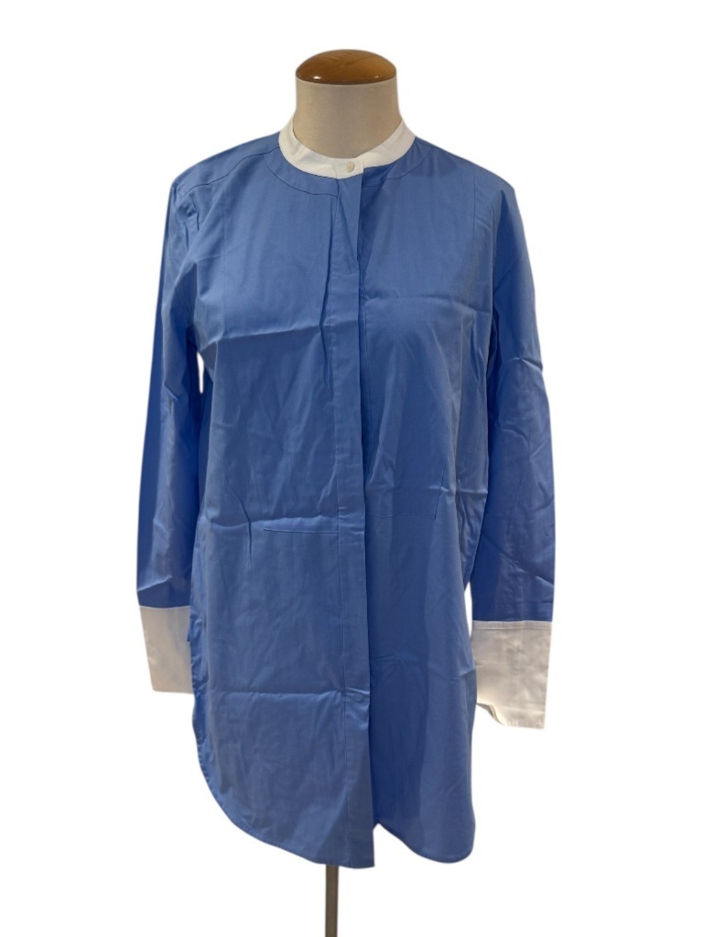 VINCE light blue and white mandarin collar lightweight cotton tunic - size S